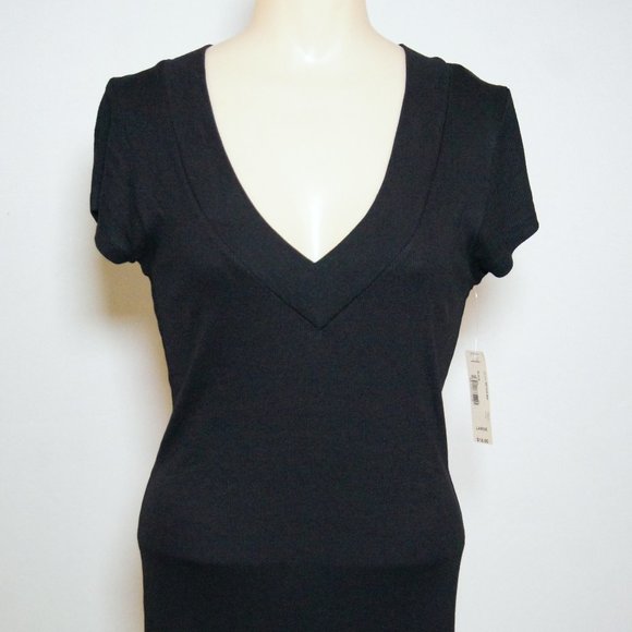 Womens long v-neck sweater, short sleeves, Large - Picture 1 of 6